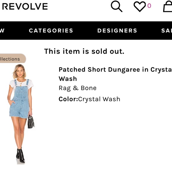 Revolve Rag & Bone Patched Short Dungaree Soft denim overall Jumper size - Picture 15 of 15